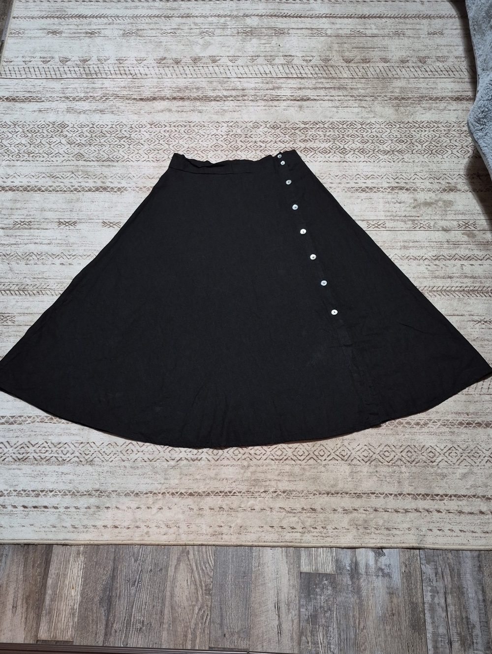 Classic Black Button-Front Circle Skirt